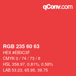 カラーコード: RGB 235 60 63 | qconv.com