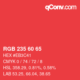 カラーコード: RGB 235 60 65 | qconv.com