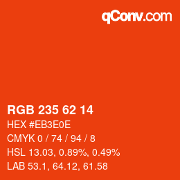 カラーコード: RGB 235 62 14 | qconv.com