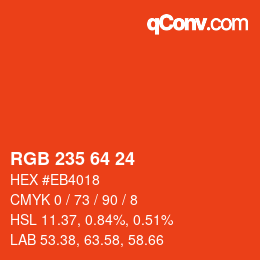 カラーコード: RGB 235 64 24 | qconv.com