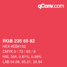 Farbcode: RGB 235 65 82 | qconv.com