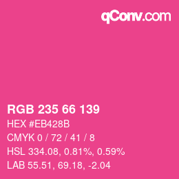颜色代码: RGB 235 66 139 | qconv.com