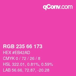颜色代码: RGB 235 66 173 | qconv.com