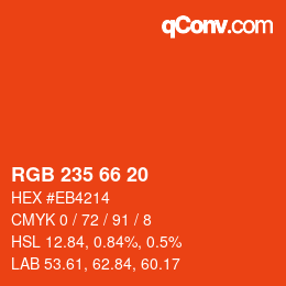颜色代码: RGB 235 66 20 | qconv.com