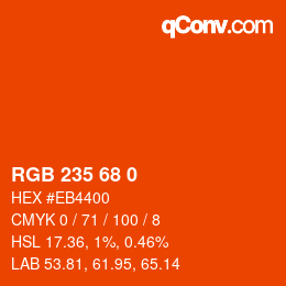 Color code: RGB 235 68 0 | qconv.com