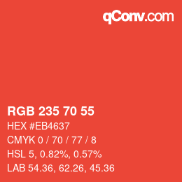 Color code: RGB 235 70 55 | qconv.com