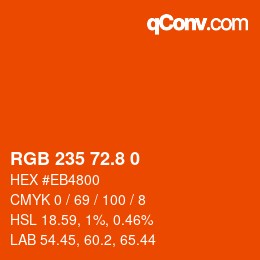 カラーコード: RGB 235 72.8 0 | qconv.com