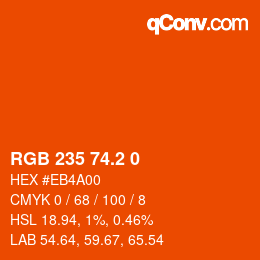 カラーコード: RGB 235 74.2 0 | qconv.com
