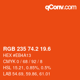 カラーコード: RGB 235 74.2 19.6 | qconv.com