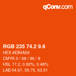カラーコード: RGB 235 74.2 9.6 | qconv.com