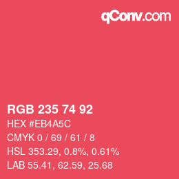 Color code: RGB 235 74 92 | qconv.com