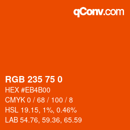 颜色代码: RGB 235 75 0 | qconv.com