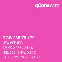 カラーコード: RGB 235 75 179 | qconv.com