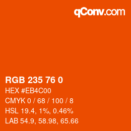 Color code: RGB 235 76 0 | qconv.com