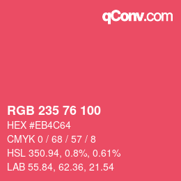 Color code: RGB 235 76 100 | qconv.com