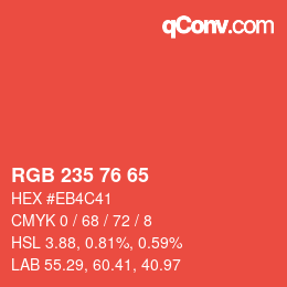 Color code: RGB 235 76 65 | qconv.com