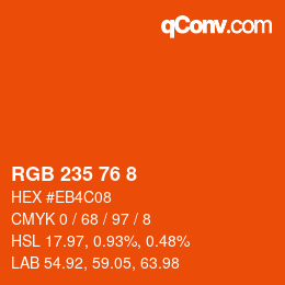 カラーコード: RGB 235 76 8 | qconv.com