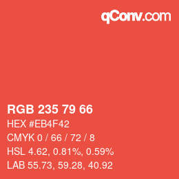 カラーコード: RGB 235 79 66 | qconv.com
