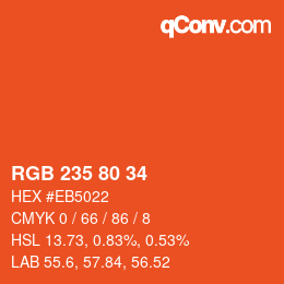 カラーコード: RGB 235 80 34 | qconv.com