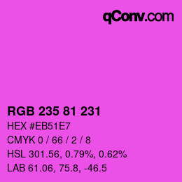 カラーコード: RGB 235 81 231 | qconv.com