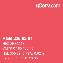 颜色代码: RGB 235 82 94 | qconv.com