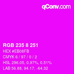 カラーコード: RGB 235 8 251 | qconv.com