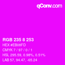 颜色代码: RGB 235 8 253 | qconv.com