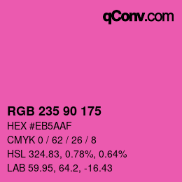 カラーコード: RGB 235 90 175 | qconv.com