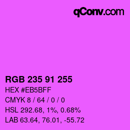 Color code: RGB 235 91 255 | qconv.com