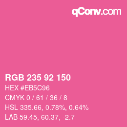颜色代码: RGB 235 92 150 | qconv.com