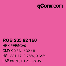 カラーコード: RGB 235 92 160 | qconv.com