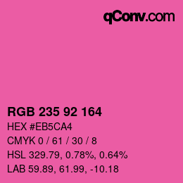 颜色代码: RGB 235 92 164 | qconv.com