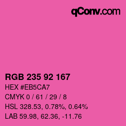 カラーコード: RGB 235 92 167 | qconv.com