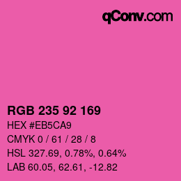 カラーコード: RGB 235 92 169 | qconv.com