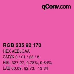 颜色代码: RGB 235 92 170 | qconv.com
