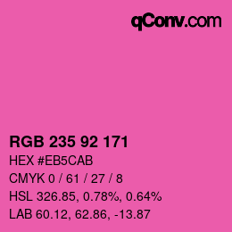 颜色代码: RGB 235 92 171 | qconv.com