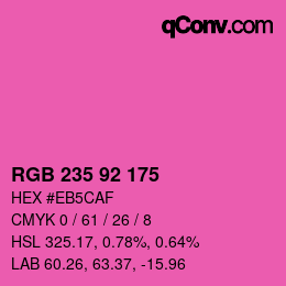 颜色代码: RGB 235 92 175 | qconv.com