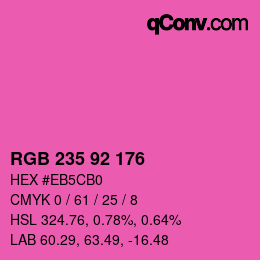 颜色代码: RGB 235 92 176 | qconv.com
