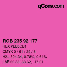 颜色代码: RGB 235 92 177 | qconv.com