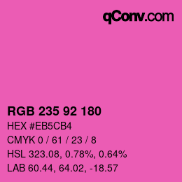 颜色代码: RGB 235 92 180 | qconv.com
