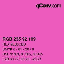 颜色代码: RGB 235 92 189 | qconv.com