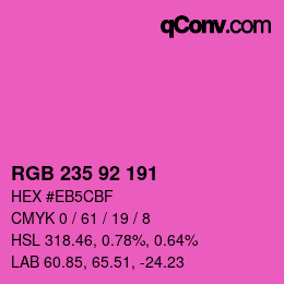 颜色代码: RGB 235 92 191 | qconv.com