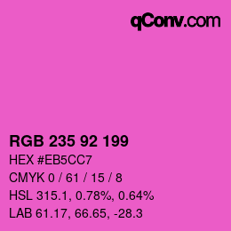 カラーコード: RGB 235 92 199 | qconv.com