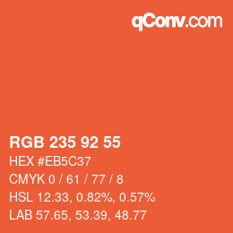 カラーコード: RGB 235 92 55 | qconv.com