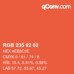 カラーコード: RGB 235 92 62 | qconv.com