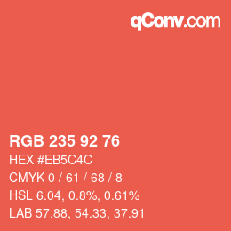 颜色代码: RGB 235 92 76 | qconv.com