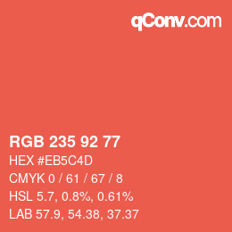 カラーコード: RGB 235 92 77 | qconv.com