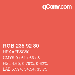 カラーコード: RGB 235 92 80 | qconv.com