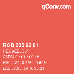 カラーコード: RGB 235 92 81 | qconv.com