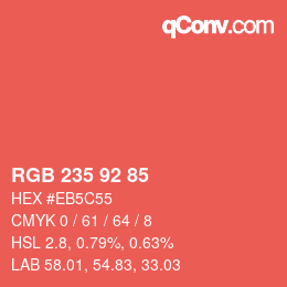 カラーコード: RGB 235 92 85 | qconv.com
